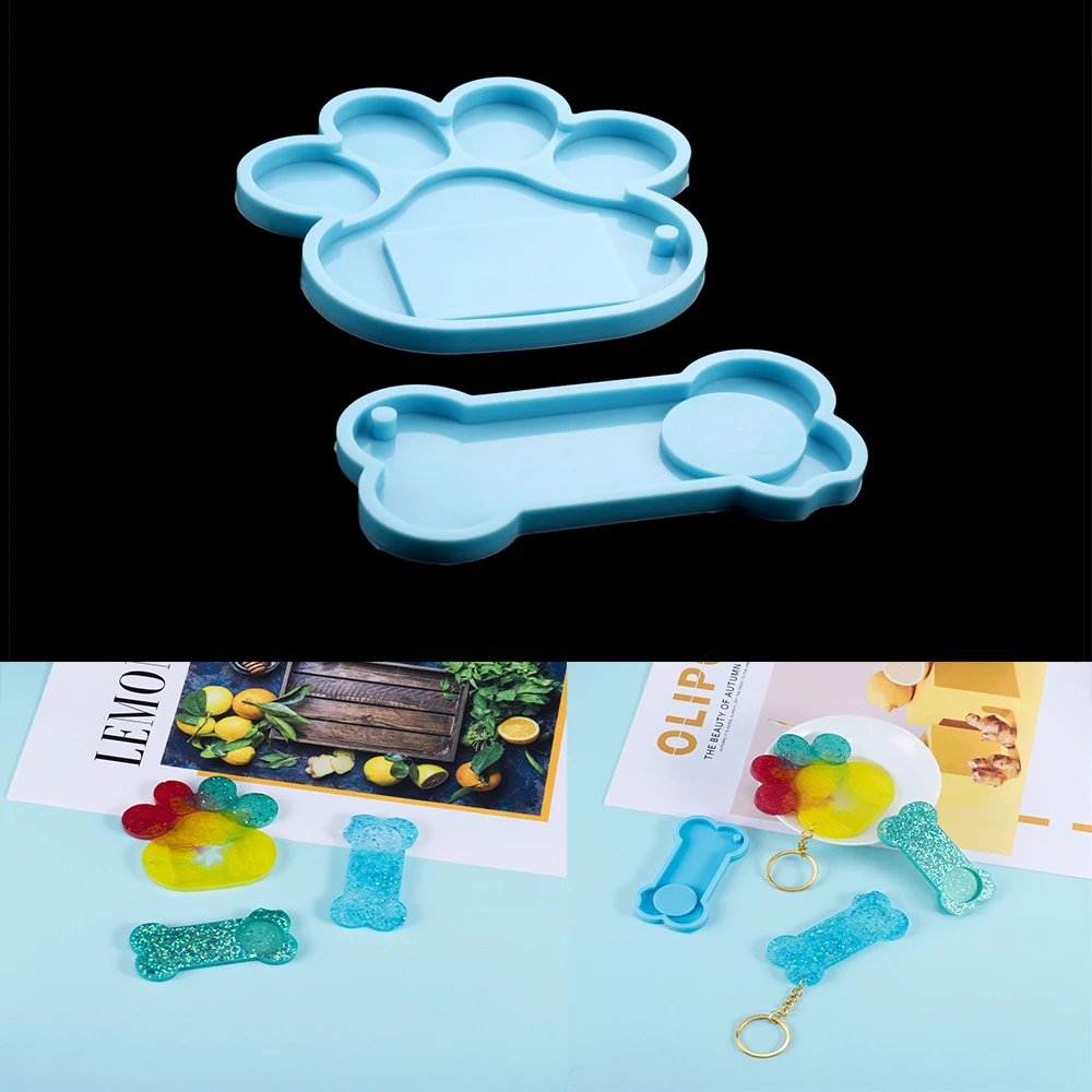 1 Pcs Dog Bone Pendants Silicone Mold Pet Paw Photo Hanging Tag Epoxy Resin Molds for DIY UV Epoxy Crafts Jewelry Making Molds