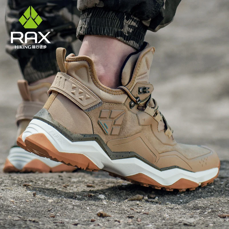 RAX-zapatos impermeables para hombre, calzado antideslizante para senderismo, montañismo multiterrian, transpirable, de cuero genuino, para invierno