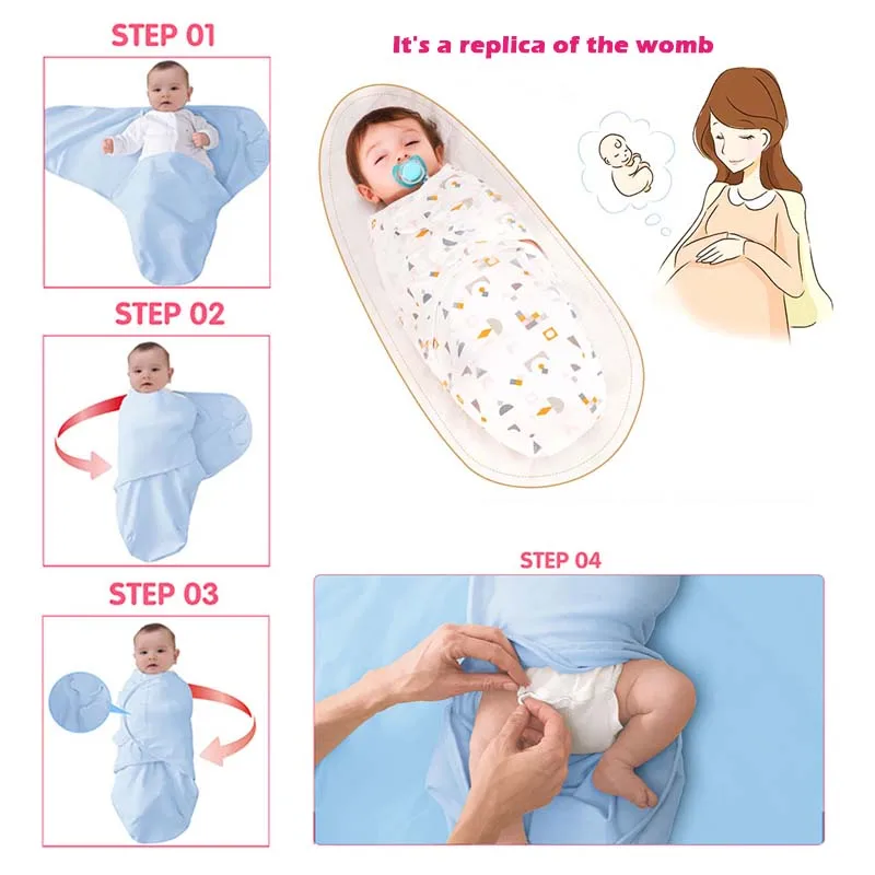 baby sleeping bag newborn envelope cocoon wrap swaddle soft 100% cotton 0-6 months sleep blanket