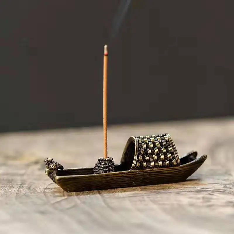 

Alloy incense burner Metal incense stick Zen thread incense tea art ancient style incense stand Metal ship incense holder Creati