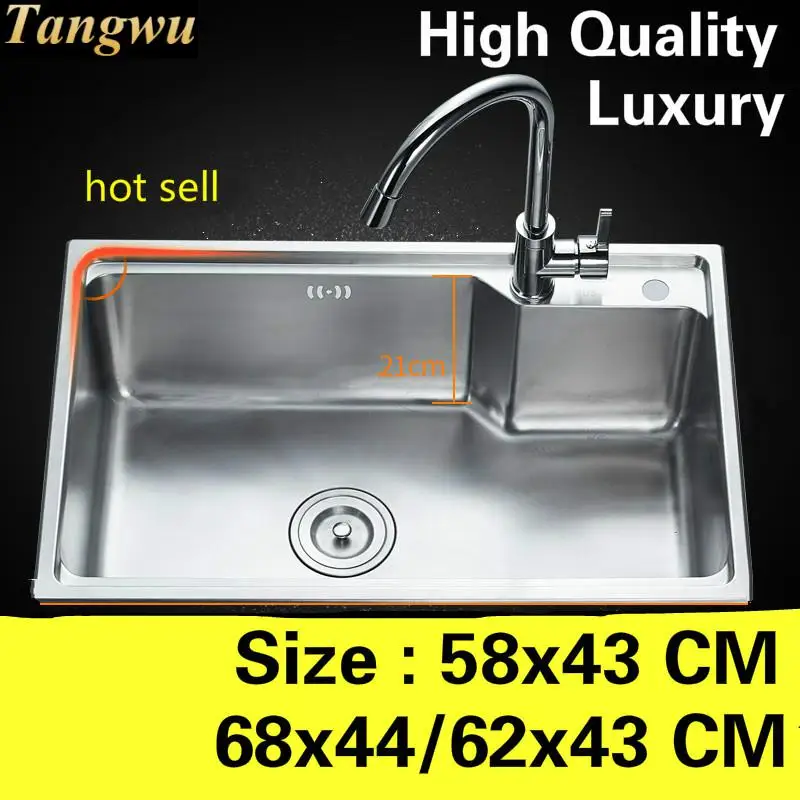 

Free shipping Apartment do the dishes luxury kitchen single trough sink 304 stainless steel hot sell 58x43/68x44/62x43 CM