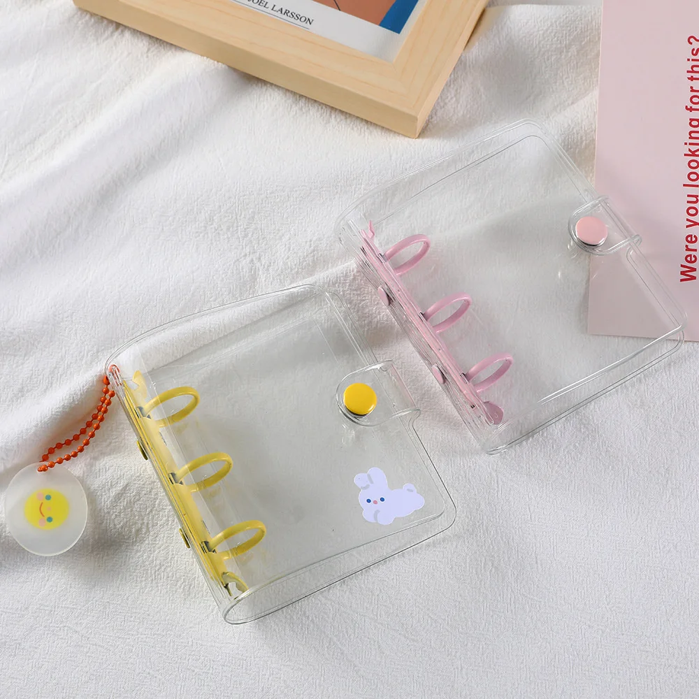 Mini Notebook Binder Portable Notebook Binder Student School Supplies Transparent Loose-leaf Binder Kawaii Binder