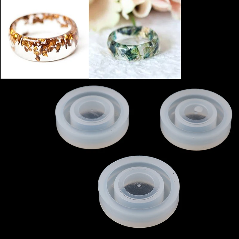 3Pcs/set Transparent Round Shape Flexible Assorted Silicone Ring Mold For Making Resin Epoxy Jewelry DIY Tools