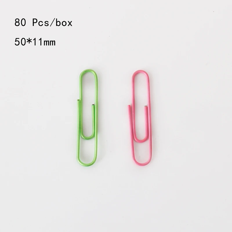 TUTU 80pcs/set of 50mm Colorful Paper Clips Paper Clips Notes Classified Clips  Student Stationery School Office Supplies H0324