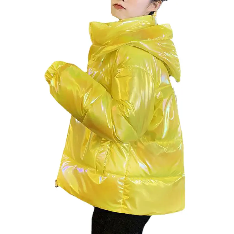 

2022 New Winter Jacket Women Ultra Light White Duck Down Jacket Hooded Warm Long Sleeve Female Short Sequin white pink blue Down