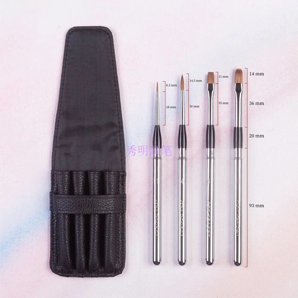 ArtSecret PBT-782 SQ675 SP-576 4/Set Aquarell Acryl Pinsel Mit PU Pouch Aluminium Ferrule Kappe Anti-Drop haar – Detail 2