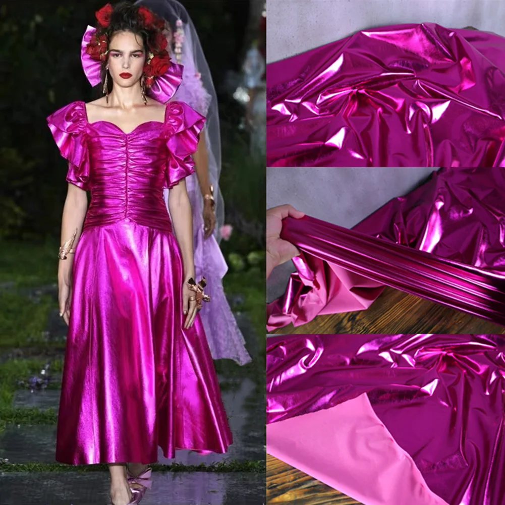145cm*50cm Stretch Shiny Gold Bronzing Spandex Fabric Colorful Laser Cloth DIY Material for Stage/Cosplay Costume/Dress