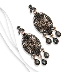 Wbmqda 2019 New Party Big Drop Earrings Antique Gold Color Beach Gray Crystal Bridal Earrings For Women Vintage Jewelry