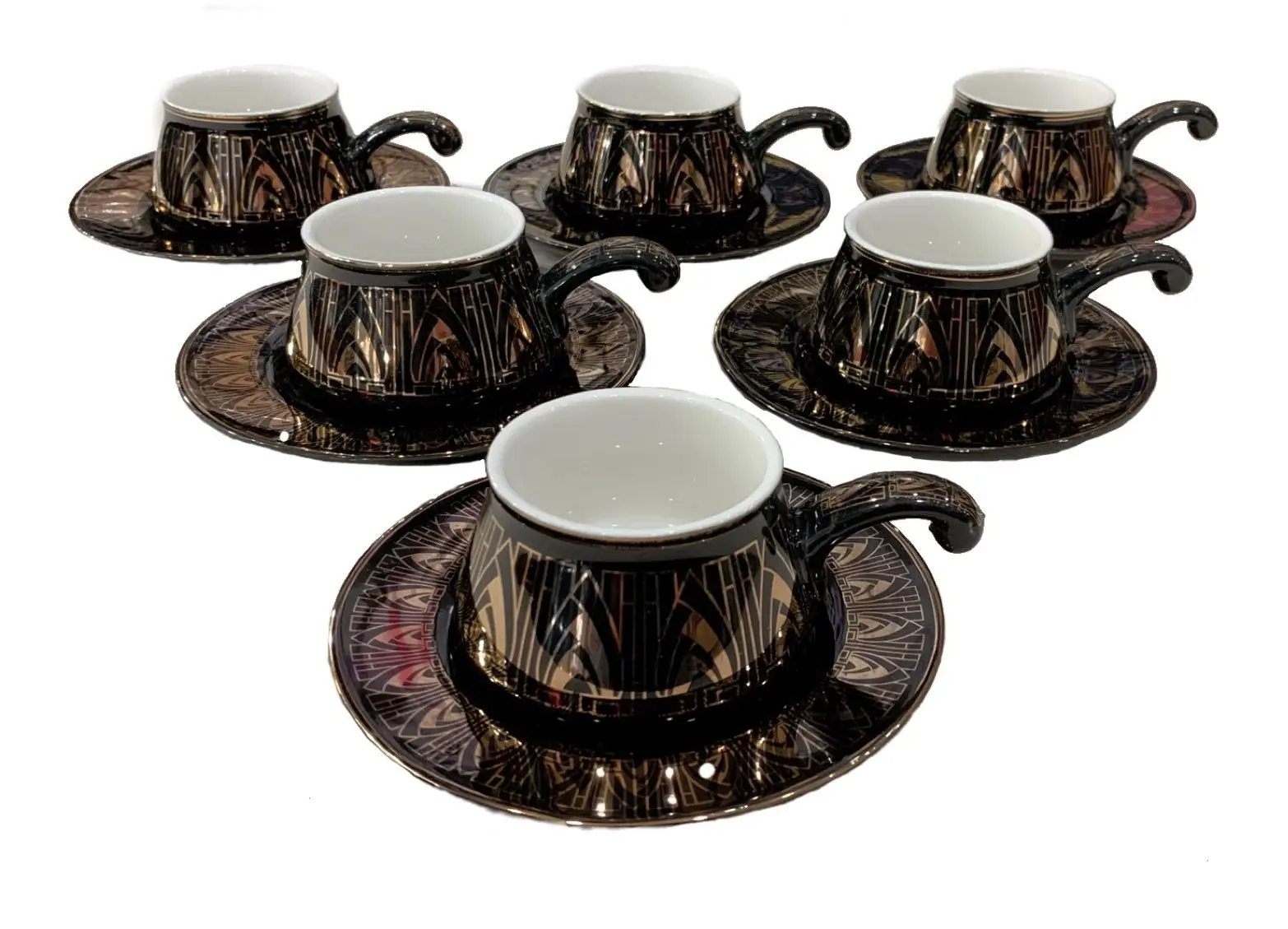 

DOLBOVI DISTINGUISHER FKR-1355 BLACK GOLD MOTİFLİ PORCELAIN coffee FİNCAN KIT NEW MODEL NODOKUZ mug кружка coffee cup cup