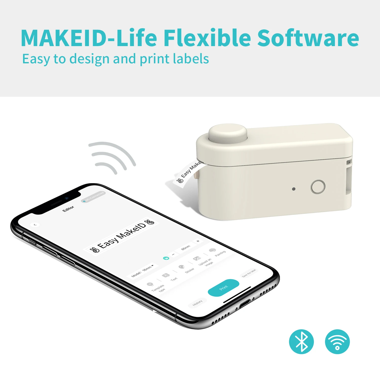 MakeID label maker thermische tragbaren drucker M1 für handy aufkleber, der maschine label band vorlage hause büro drucker