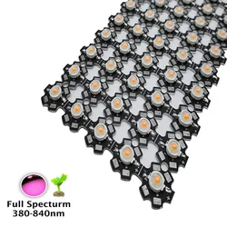 100pcs/lot 3W 45mil 380nm-840nm 3.2-3.6v 700mA Full Spectrum LED Grow Light Diodes For Plant Grow with 20mm Black PCB star
