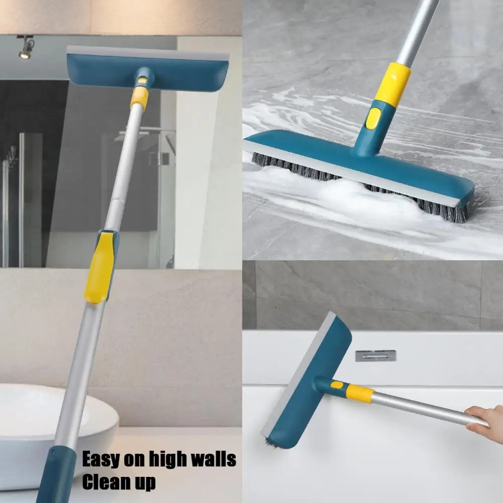 

Yocada Scrape and Brush Floor Scrub Brush with Adjustable Long Handle 37" to 51" for Cleaning Bathroom Tile Bathtub Deck