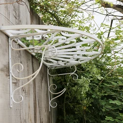 White Vintage Wall Mounted Metal Half Round Shelf