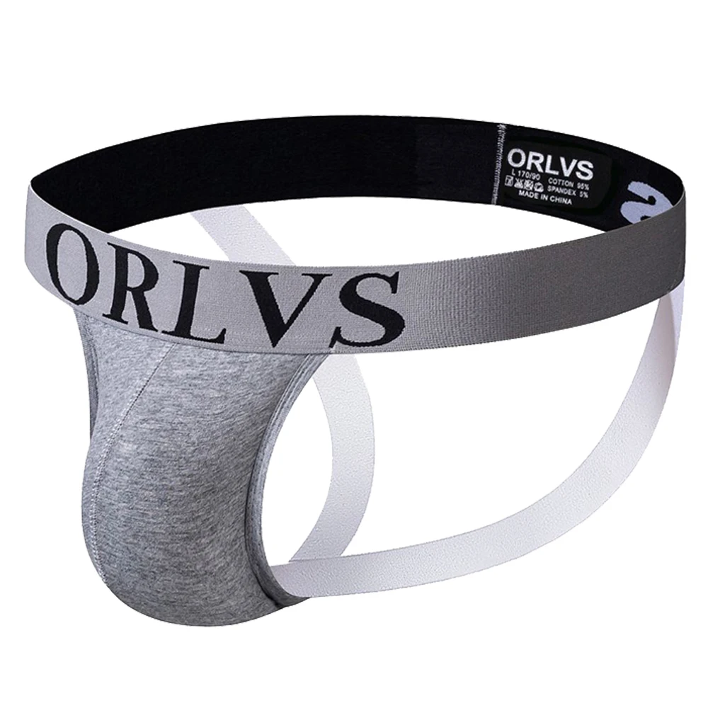 ORLVS Men\'s Underwear Men Sexy Briefs Jockstrap Pouch Cuecas Man Cotton Panties Thongs Mesh Underpants Gay Slip Homme Srting