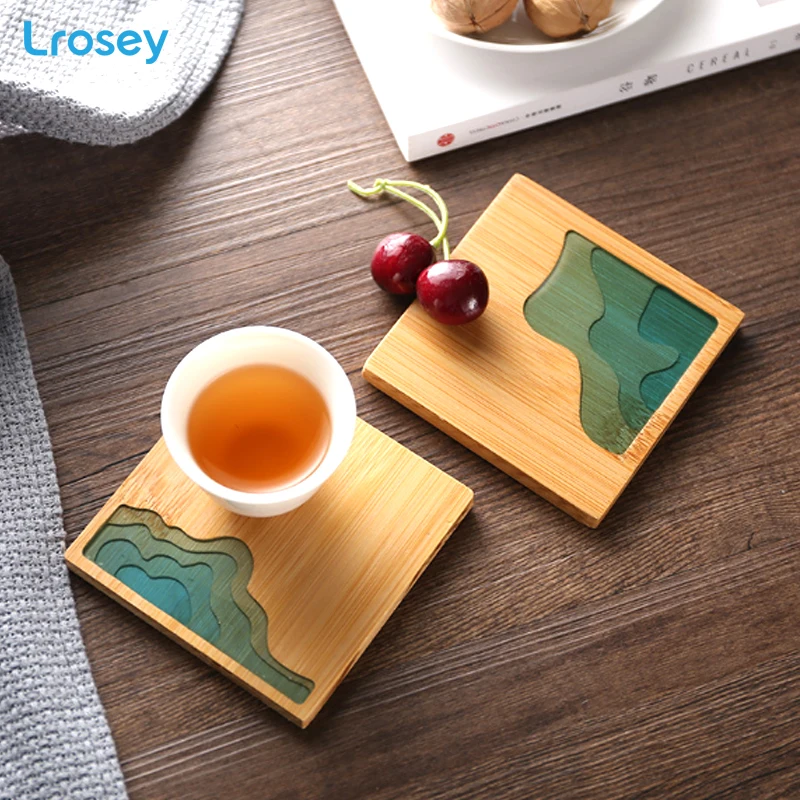 Art Coaster Placemat Fresh Wood Cup Holder Table Mat Pad Non-slip Heat Insulation Cup Mat Kitchen Accessories Coffee Cup Coaster