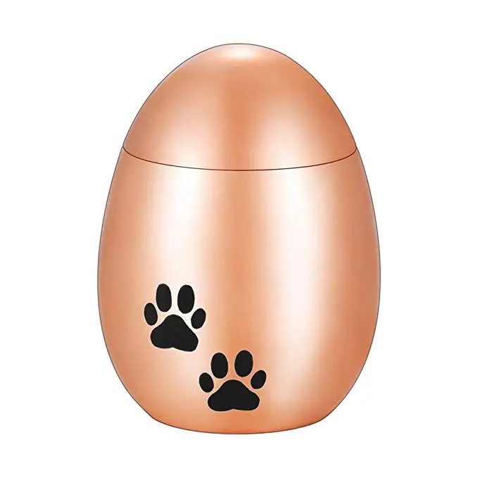 Bulk Wholesale Dog/Cat Paw Print Stainless Steel Durable Egg-Shaped Cremation Ash Urn for Human Pet Ash Vessel Urn Necklaces