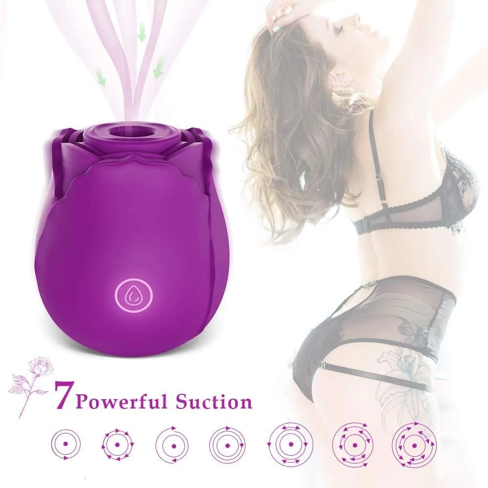 Rose Nipple Sucking Vibrator With 7 Intense Suction G-spot Clit Sucker Stimulator Sex Shop Machine Adult Toy Women Silicone