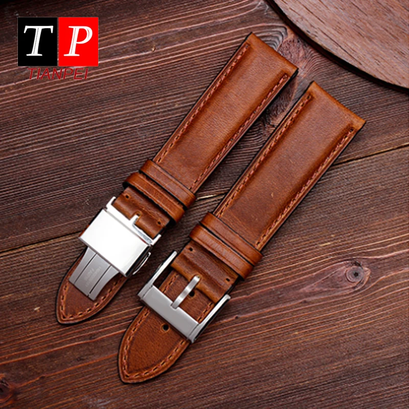 Genuine Leather 22mm watch strap for HAMILTON classic cowhide 20mm watch band replace waterproof bracelet brown Butterfly buckle