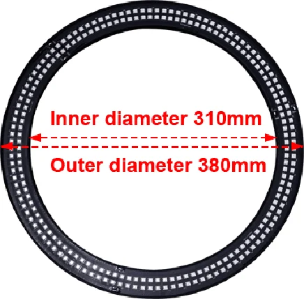 D380mm DC24V 240Leds 60Pixels 5050RGB DMX Pixel Ring 40W 15inch Addressable DMX Ring Milky/Clear Flat Cover