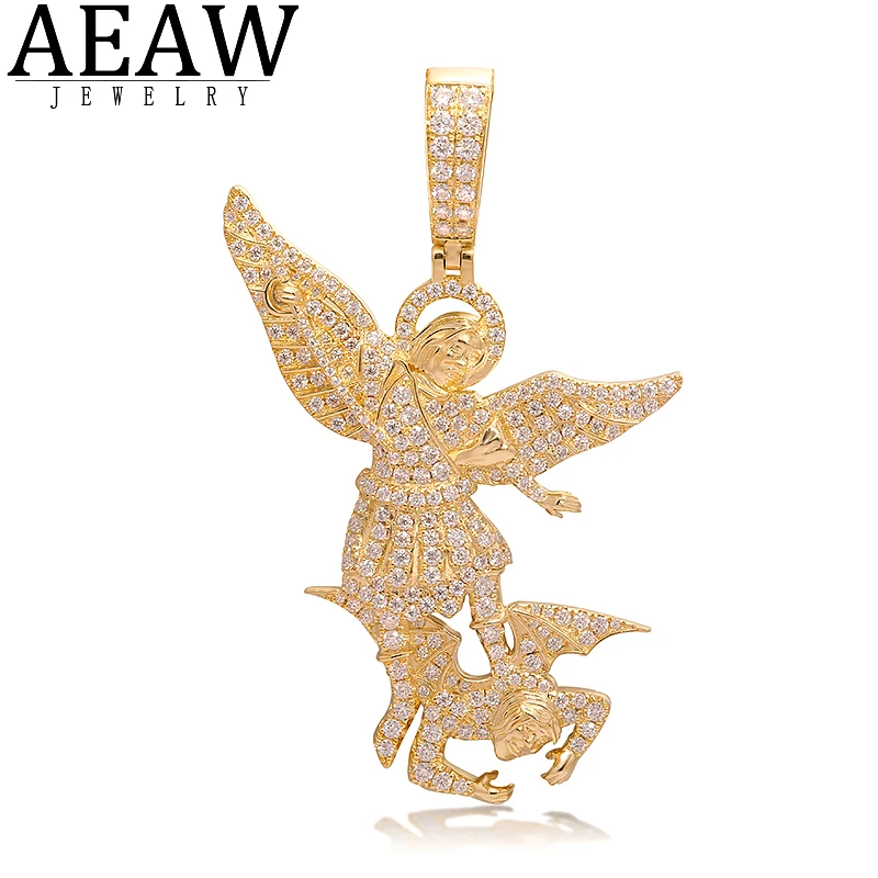 

AEAW hiphopjewelry rapper jewelry Angle moissanite pendant solid White Gold Plated s925 silver about 2.5ctw