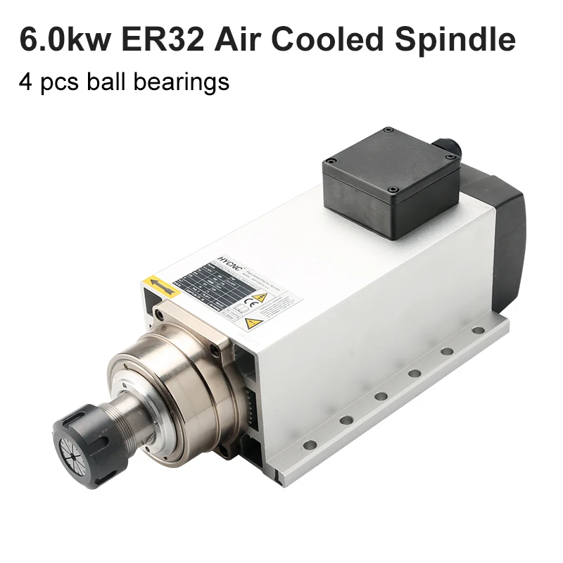 

CNC Spindle Motor 6.0kw ER32 Square Air-Cooled Spindle With Flange 4pcs Bearing For Milling Spindle Of CNC Engraving Router