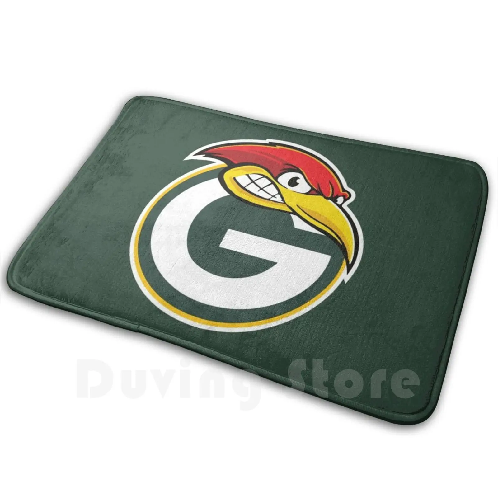 Green Bay Wood Peckers-Logo-Color Background Carpet Carpet Football American American Football