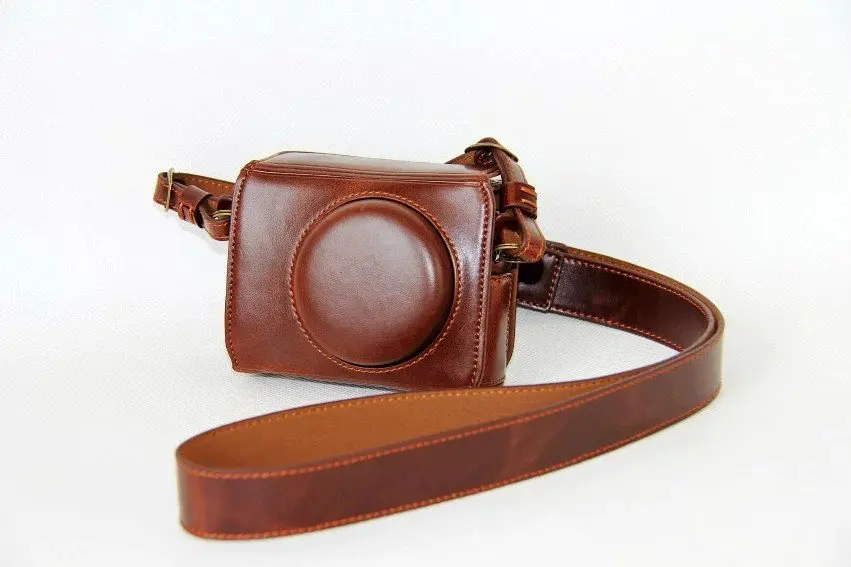 New Luxury PU Leather Camera Case Bag For Canon Powershot G7X-2 G7X II  G7X III G7X Mark 3 Cover With Strap Open Battery Design