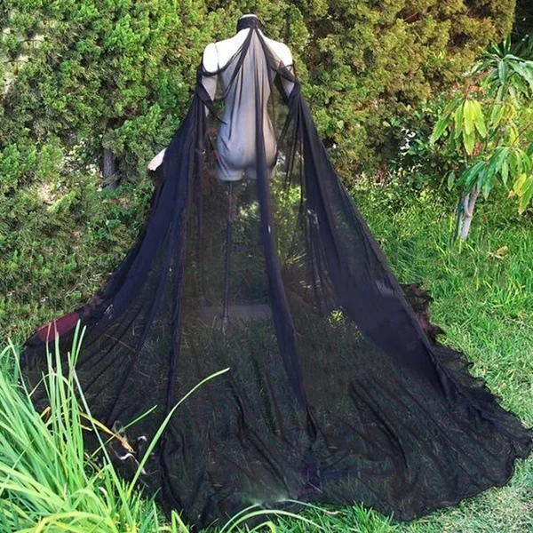 Elven Elf Costume Gothic Halloween Cloak Chiffon Cape Shrug Shawl Women Renaissance Wedding Bride Robe Fairy Dress For Adult