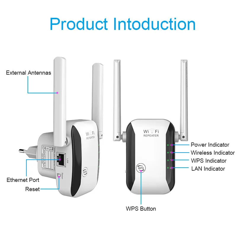 WiFi Wireless Repeater Extender 300Mbps Router Network Signal Amplifier Booster Long Range 2.4Ghz Wi-Fi Repeator Access Point