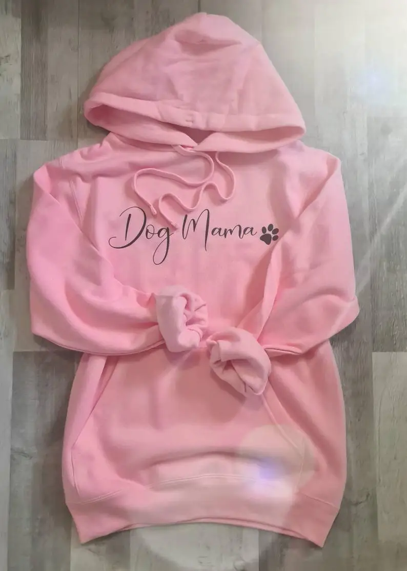 Sugarbaby New Arrival Dog Mama Hoodie Fashion Pink Sweatshirt Pink Jumper Long Sleeved Hoody Mom Gift Cute Outfit