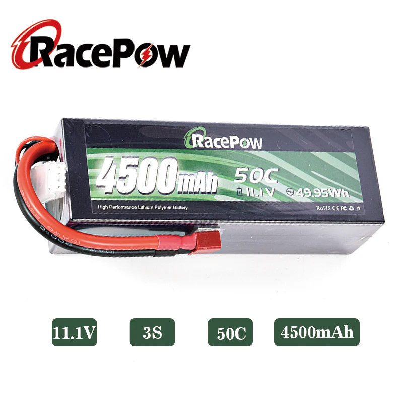 

RacePow RC Lipo Battery 4500mAh 3S 50C 11.1V with Hard Case with T Deans Connector for RC Car Traxxas Boat Truck motor wheel