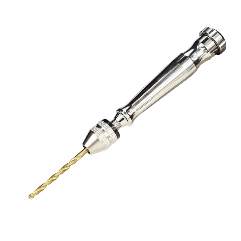 CMCP 1pc Mini Micro Aluminum Hand Drill Hand Manual Drill Chuck For 0.3-3.9mm Twsit Drill Bit Hand Twist Drill