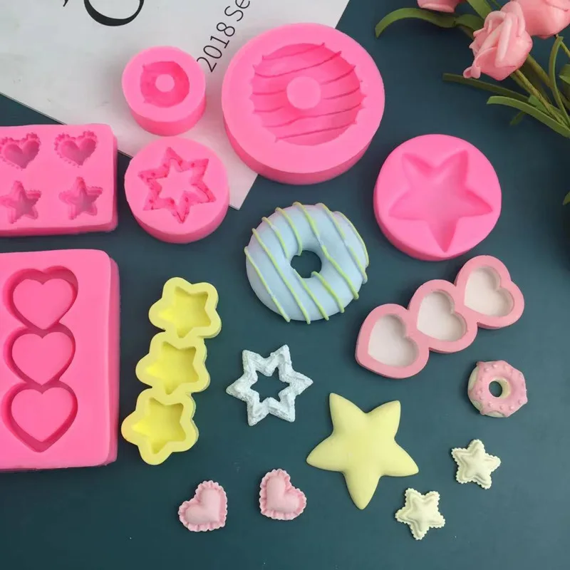 Five-pointed star Donuts Silicone Mold DIY Party Fondant Cake Decorating Tool Sugarcraft Chocolate Clay Gumpaste Moulds