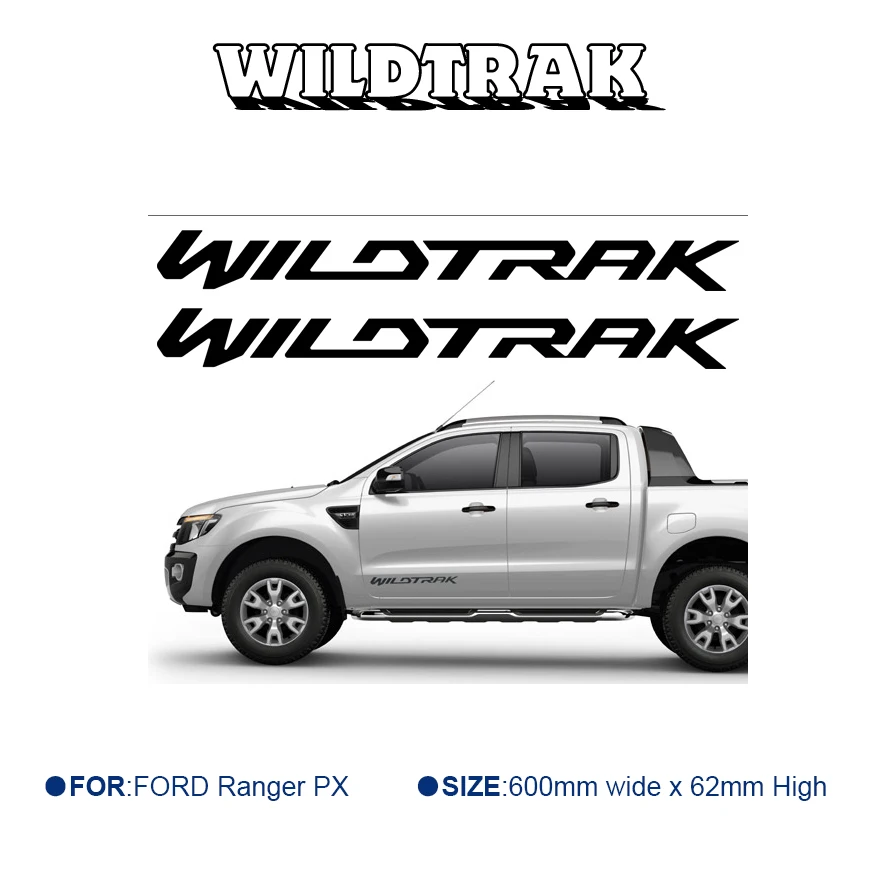 

Car Decals 2 Pcs Wildtrak Font Graphic Vinyl Sticker Side and Rear Tailgate Fit For Ford Ranger PX