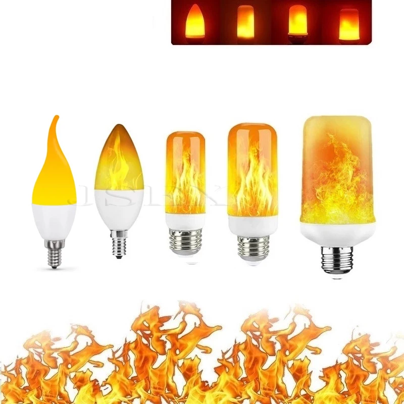 

E27 E14 B22 LED Flame Lamps 12W 85-265V 4 Modes Ampoule LED Flame Effect Light Bulb Flickering Emulation Fire Light