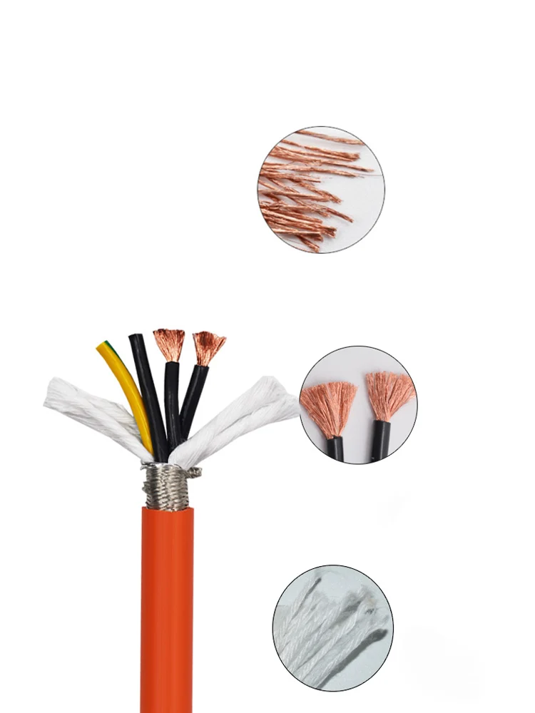 Servo Kabel 4Cores 15/13/11/9 Awg Hittebestendige Olie Slip Kabel Afgeschermde Koperdraad Pvc Oranje flexibele Encoder Kabel - afbeelding 2