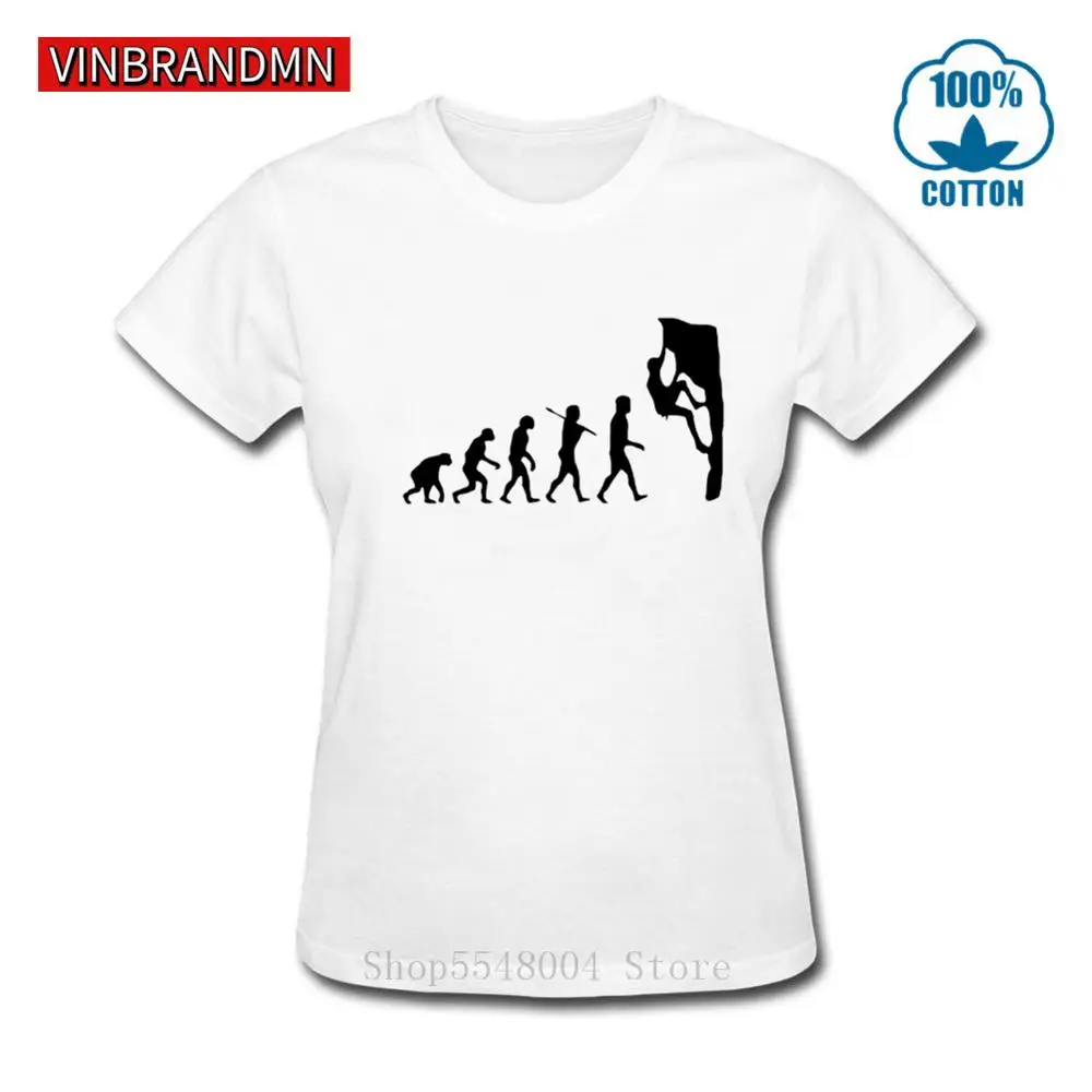 Cool Woman Rock Climber Evolution T shirt Women Rock climbing t-shirt femme female Tshirt girls camiseta tops hipster tee camisa