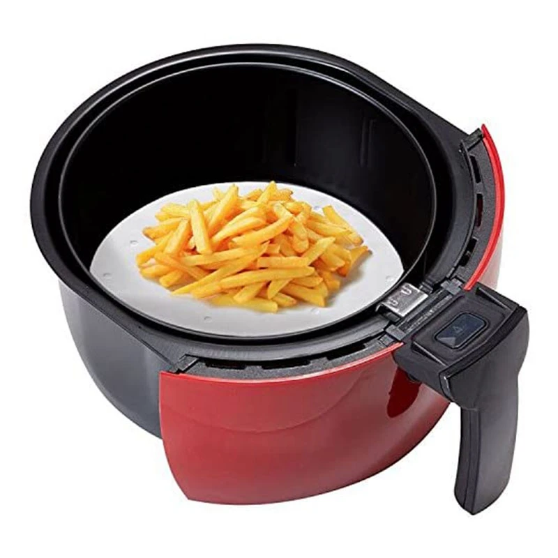 Nồi Chiên Không Dầu Air Fryer Lót-100 Tờ Đục Lỗ Vải Dù Giấy Vuông Tre Hấp Giấy Tương Thích Với, Trắng