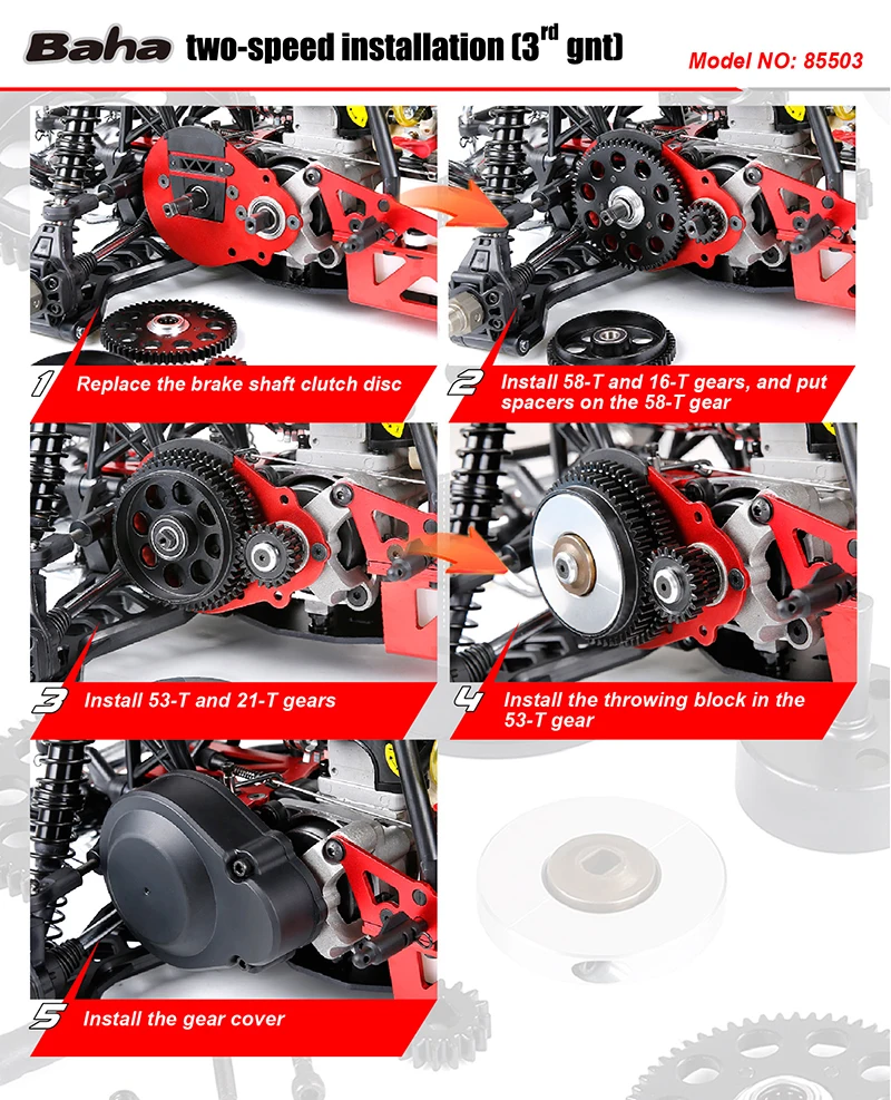 Nuovo KIT 2 VELOCITÀ migliorato per 1/5 HPI Baja 5B SS 2.0 5T