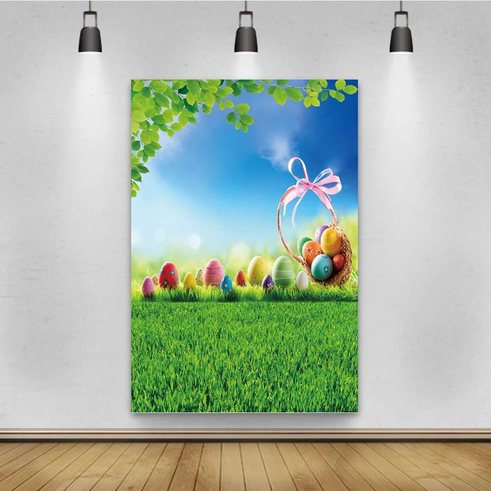 Yeeleฤดูใบไม้ผลิอีสเตอร์ไข่สีเขียวGrass Blue Skyการถ่ายภาพเด็กฉากหลังการถ่ายภาพตกแต่งพื้นหลังสำหรับPhoto Studio