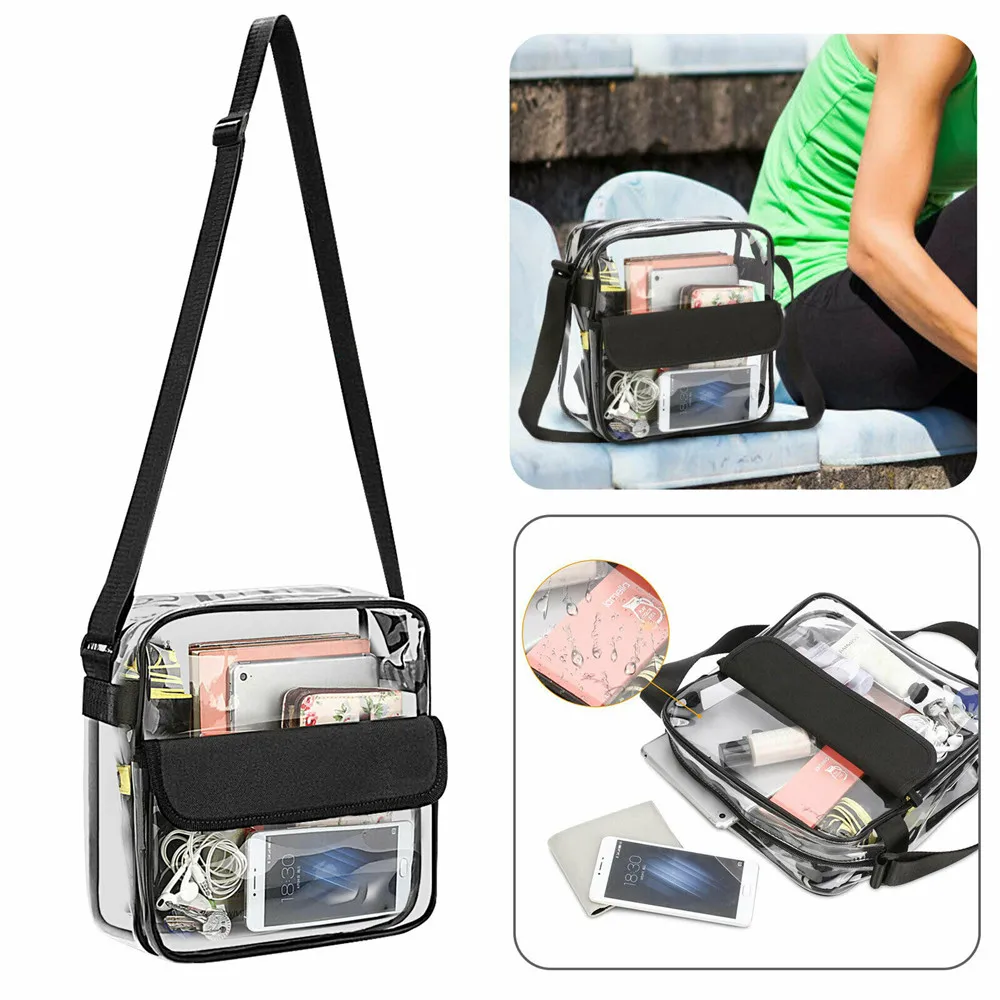 Clear Crossbody Bags Women Transparent Pvc Waterproof Tote Bags Jelly Messenger Shoulder Bag Girl\'s ZipTravel Shopping Bags