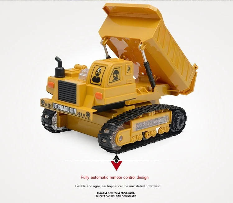 1:24 zdalnie sterowana ciężarówka koparka RC Caterpillar ciągnik Model inżynieria samochód 2.4G Radio kopanie muzyczne i efekty świetlne zabawki dla dzieci