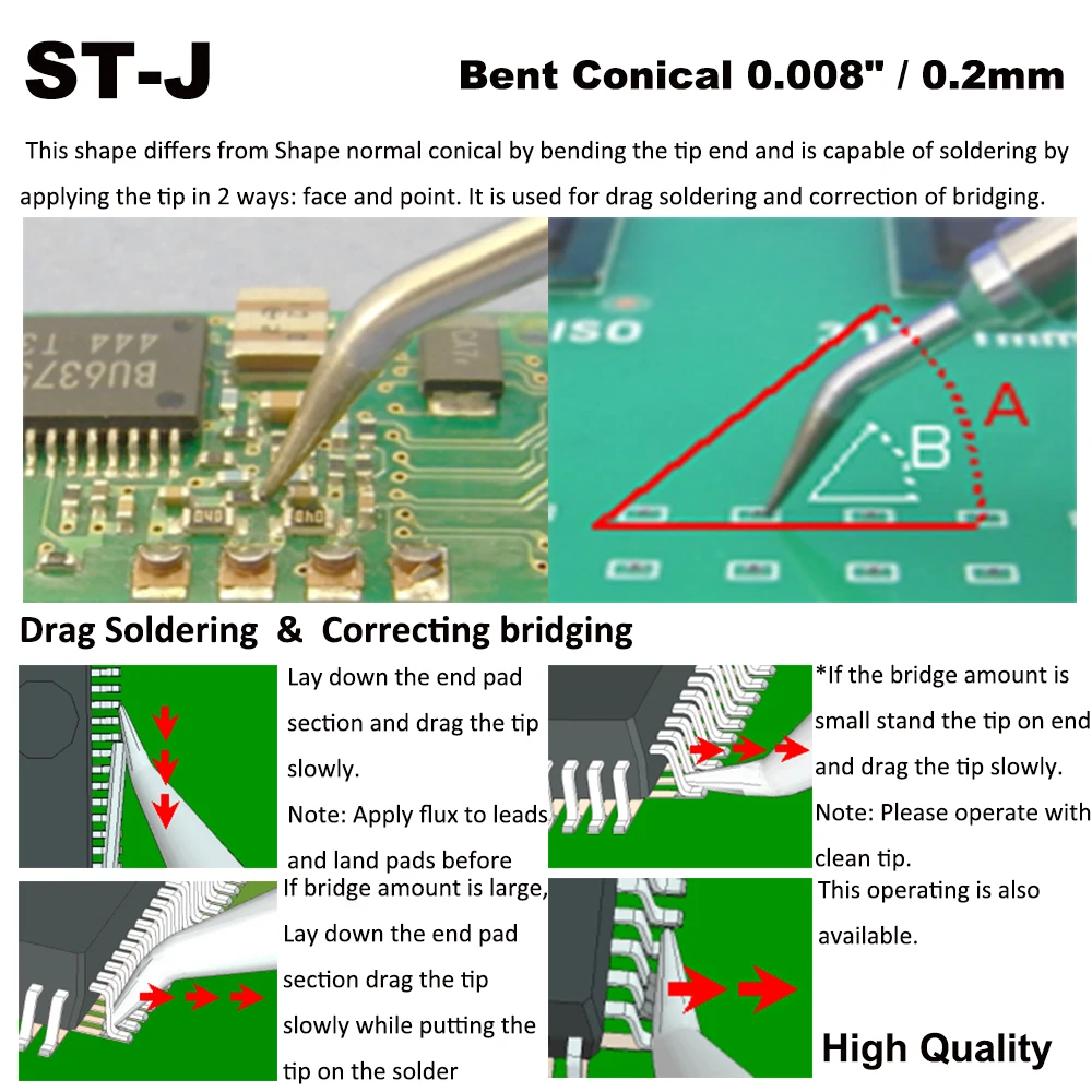 ST-J طرف مكواة لحام بنت مخروطي 0.2 مللي متر صالح ويلر SP40L SP40N SPG40 WP25 WP30 WP35 WLC100 استبدال مقبض حديد قلم رصاص لحام بت
