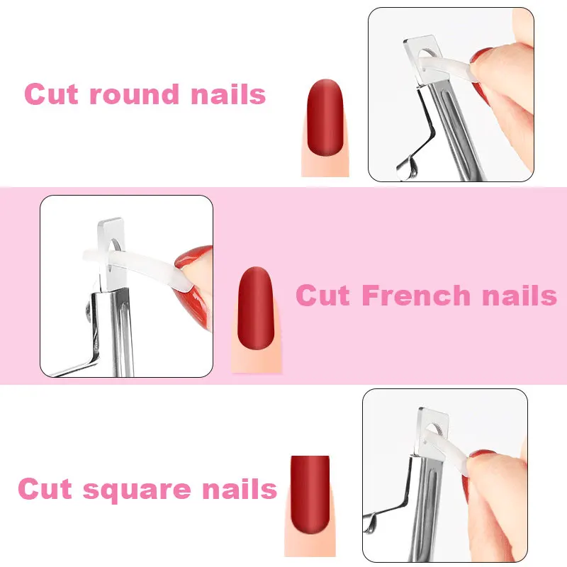 Professional Nail Art Clipper Special type U word False Tips Edge Cutters Manicure Colorful Stainless Steel Nail Art Tools