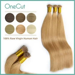 Extensões Nano do cabelo do anel, Hairpieces virgens crus, cor reta natural, pura, micro talão, preto loiro, fusão pre-ligada, 50pcs