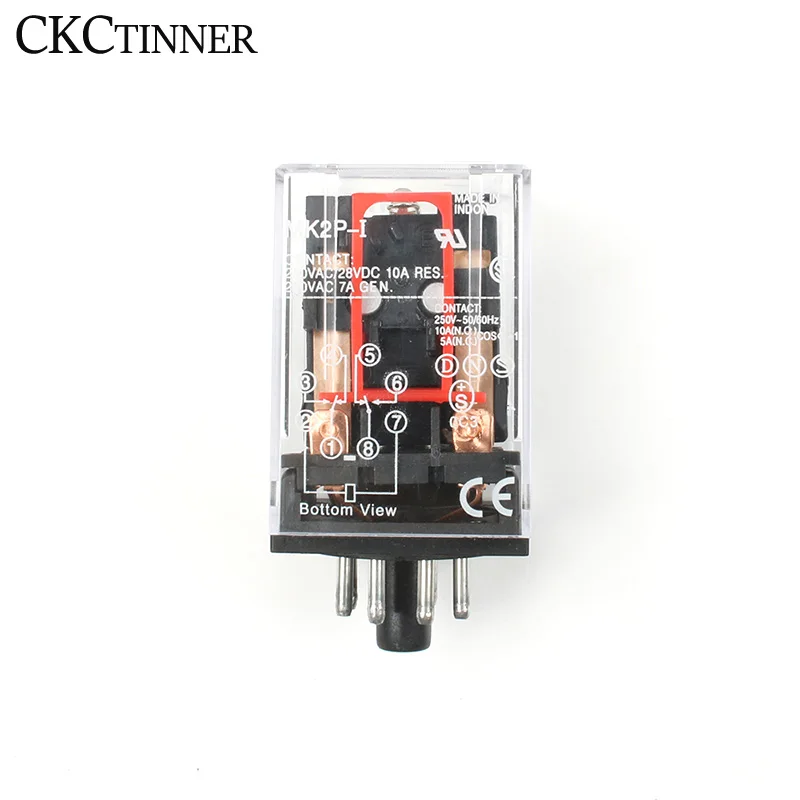 Intermediate relay MK2P-I MK2P small electromagnetic relay with socket base 8PIN PF083A DC12V DC24V AC110V AC220V