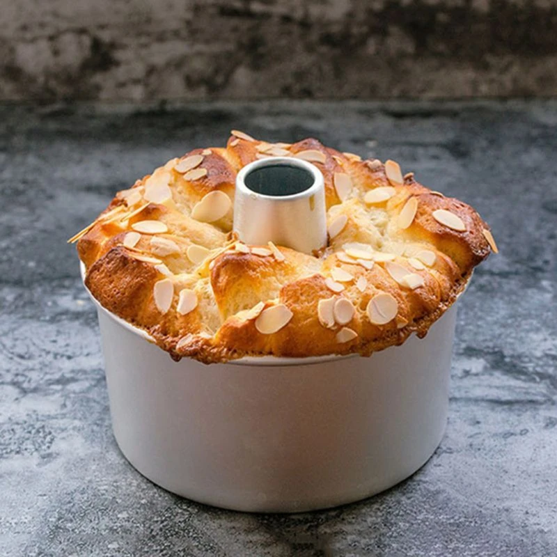 5/7/8/10 Polegada liga alumínio redonda bolo pan removível fundo oco chaminé molde do bolo diy ferramentas bolo cozimento u1je