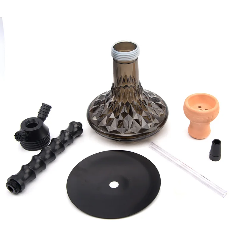 Heght:51cm Acrylic Shisha Hookah Set Single Hose Ceramics Bowl with Tray Chicha Nargile Water Pipe Accessories