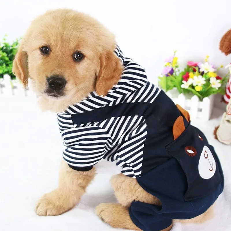 Mode Gestreepte Hond Kleding Voor Honden Jas Hoodie Sweatshirt Winter Ropa Perro Hond Kleding Cartoon Huisdieren Kleding CW02
