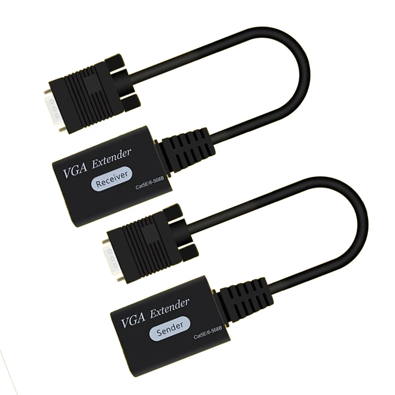 

VGA to RJ45 Extender Receiver Sender Adapter Cable Up to 60M Signal Extension CAT6/5E-568B